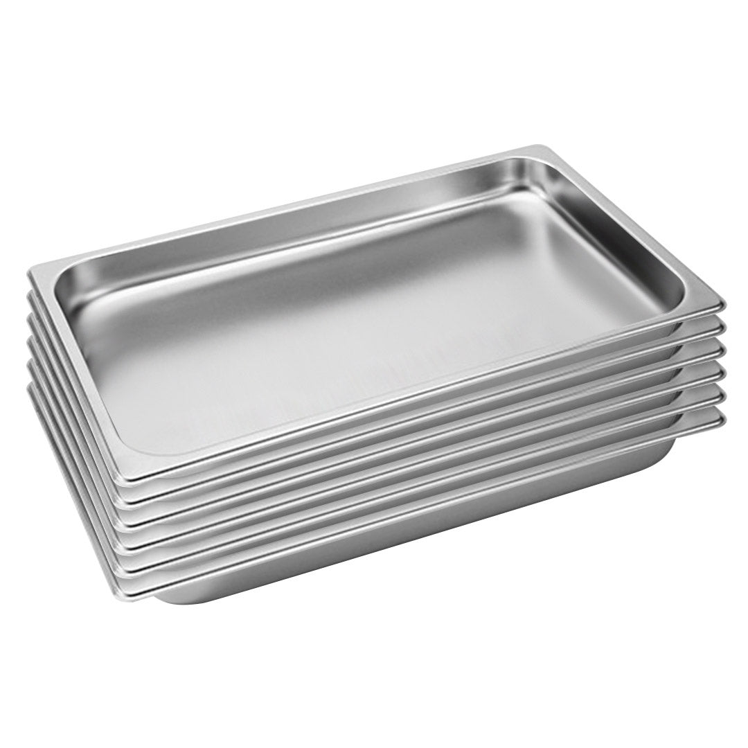 SOGA 6X Gastronorm GN Pan Full Size 1/1 GN Pan 4cm Deep Stainless Steel Tray - Cafe Supply
