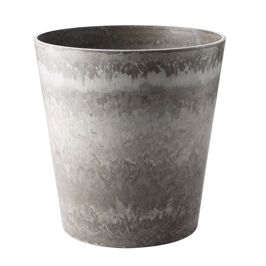 SOGA 27cm Rock Grey Round Resin Plant Flower Pot in Cement Pattern Planter Cachepot for Indoor Home Office - Cafe Supply