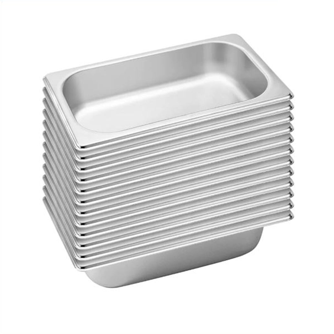 SOGA 12X Gastronorm GN Pan Full Size 1/3 GN Pan 6.5 cm Deep Stainless Steel Tray - Cafe Supply