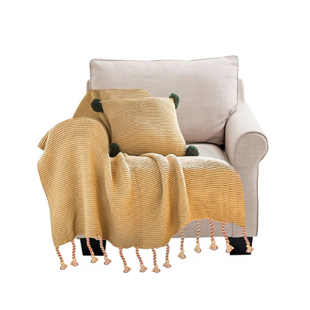 SOGA Coffee Tassel Fringe Knitting Blanket Warm Cozy Woven Cover Couch Bed Sofa Home Decor - Cafe Supply