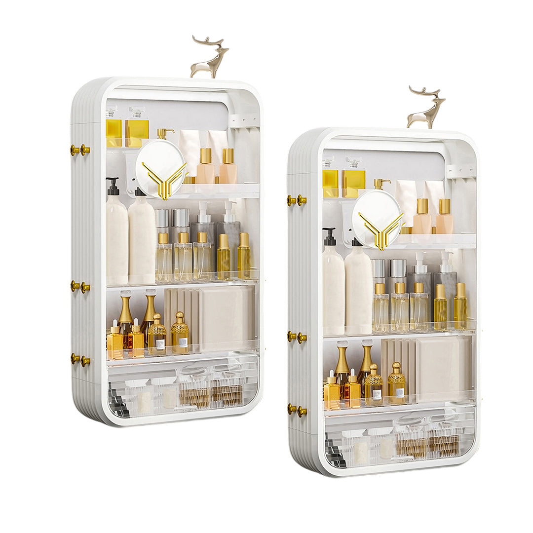 SOGA 2X White Multi Tier Cosmetic Storage Rack Bathroom Vanity Tray Display Stand Organiser - Cafe Supply