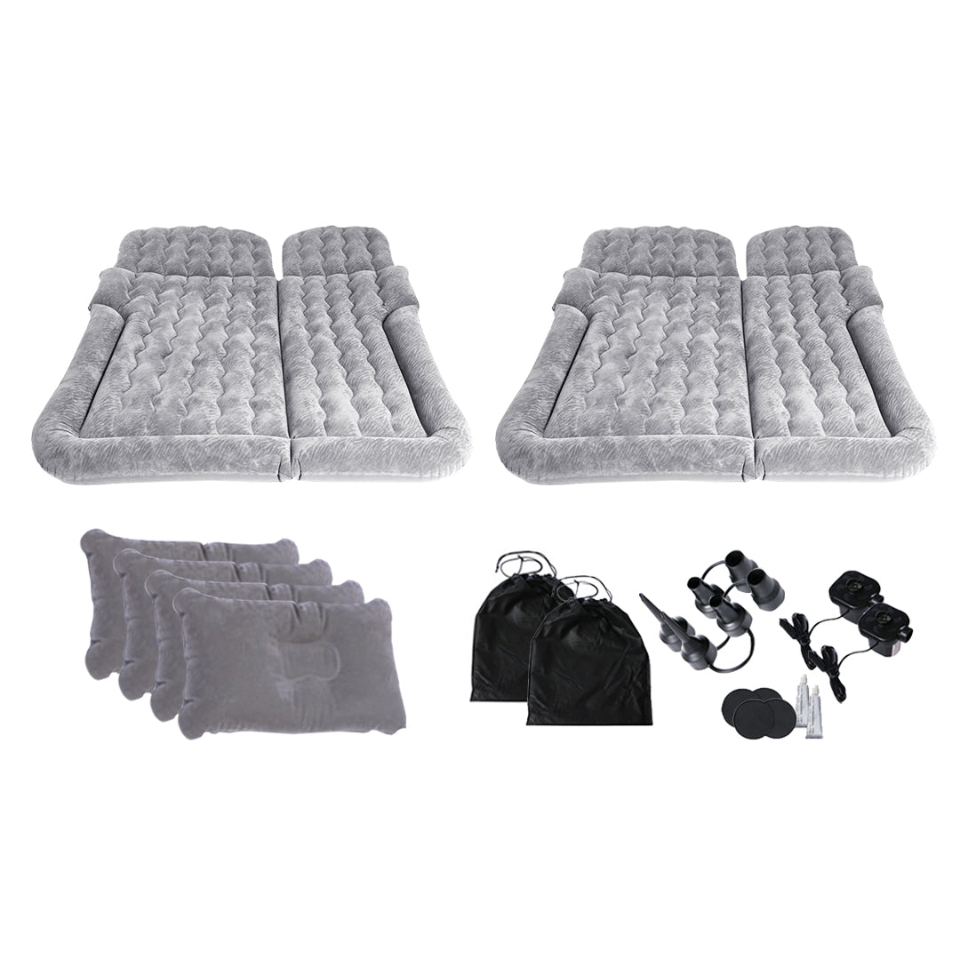 SOGA 2X Grey Inflatable Car Boot Mattress Portable Camping Air Bed Travel Sleeping Essentials - Cafe Supply