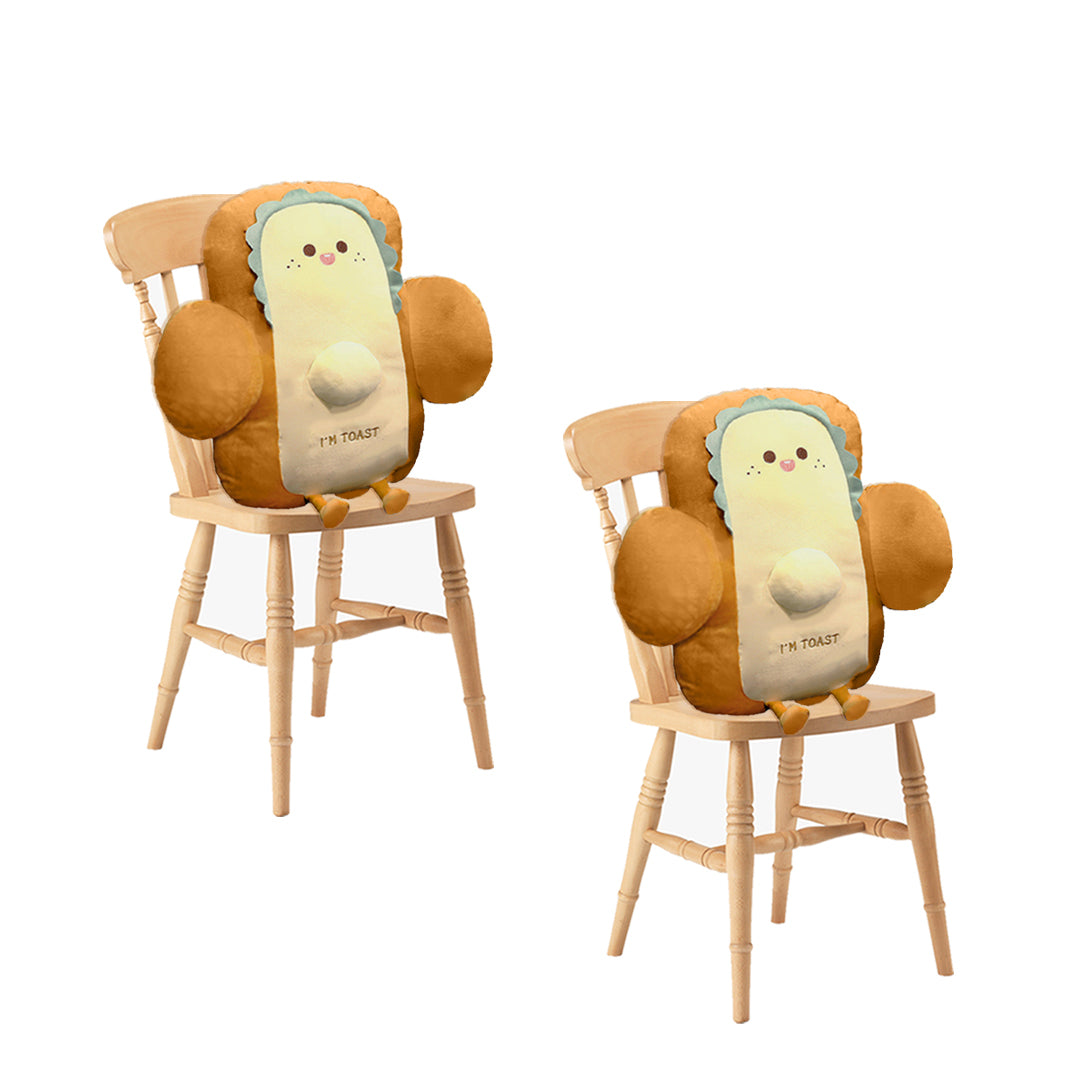 SOGA 2X 58cm Cute Face Toast Bread Cushion Stuffed Car Seat Plush Cartoon Back Support Pillow Home Decor - Cafe Supply