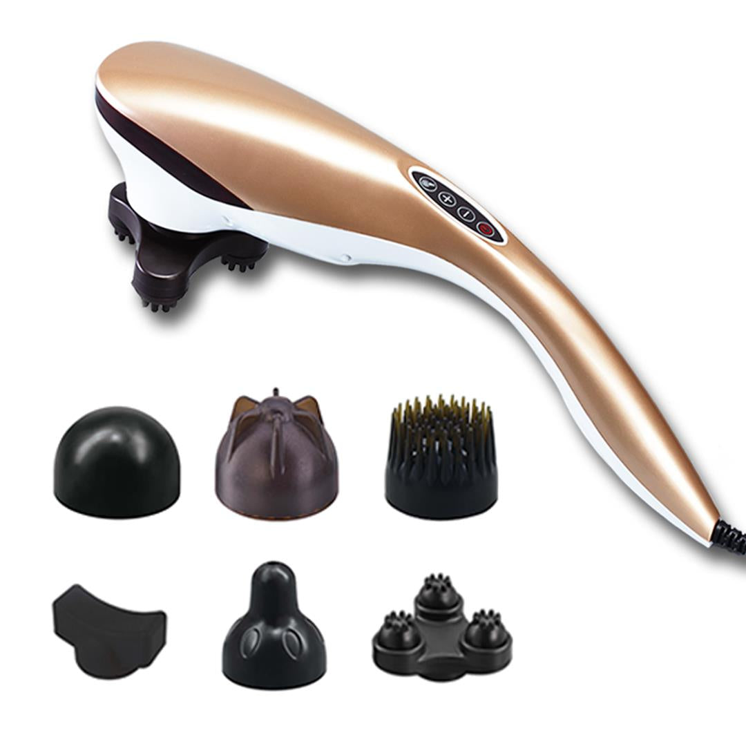 SOGA 6 Heads Portable Handheld Massager Soothing Stimulate Blood Flow Shoulder Gold - Cafe Supply