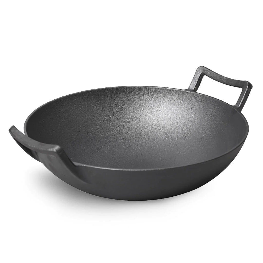 SOGA 32cm Commercial Cast Iron Wok FryPan Fry Pan with Double Handle - Cafe Supply