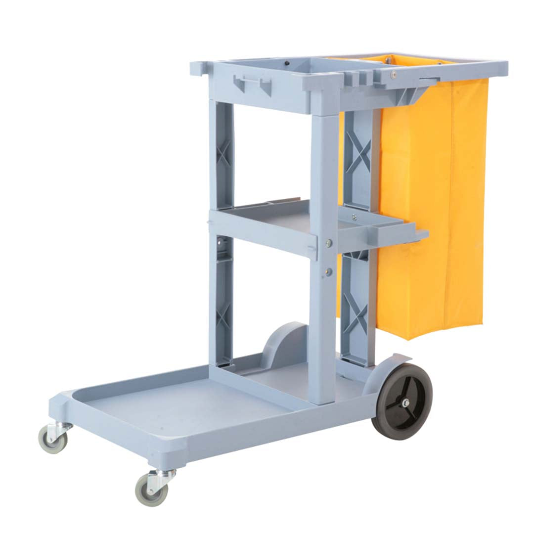 SOGA 3 Tier Multifunction Janitor Cleaning Waste Cart Trolley and Waterproof Bag - Cafe Supply