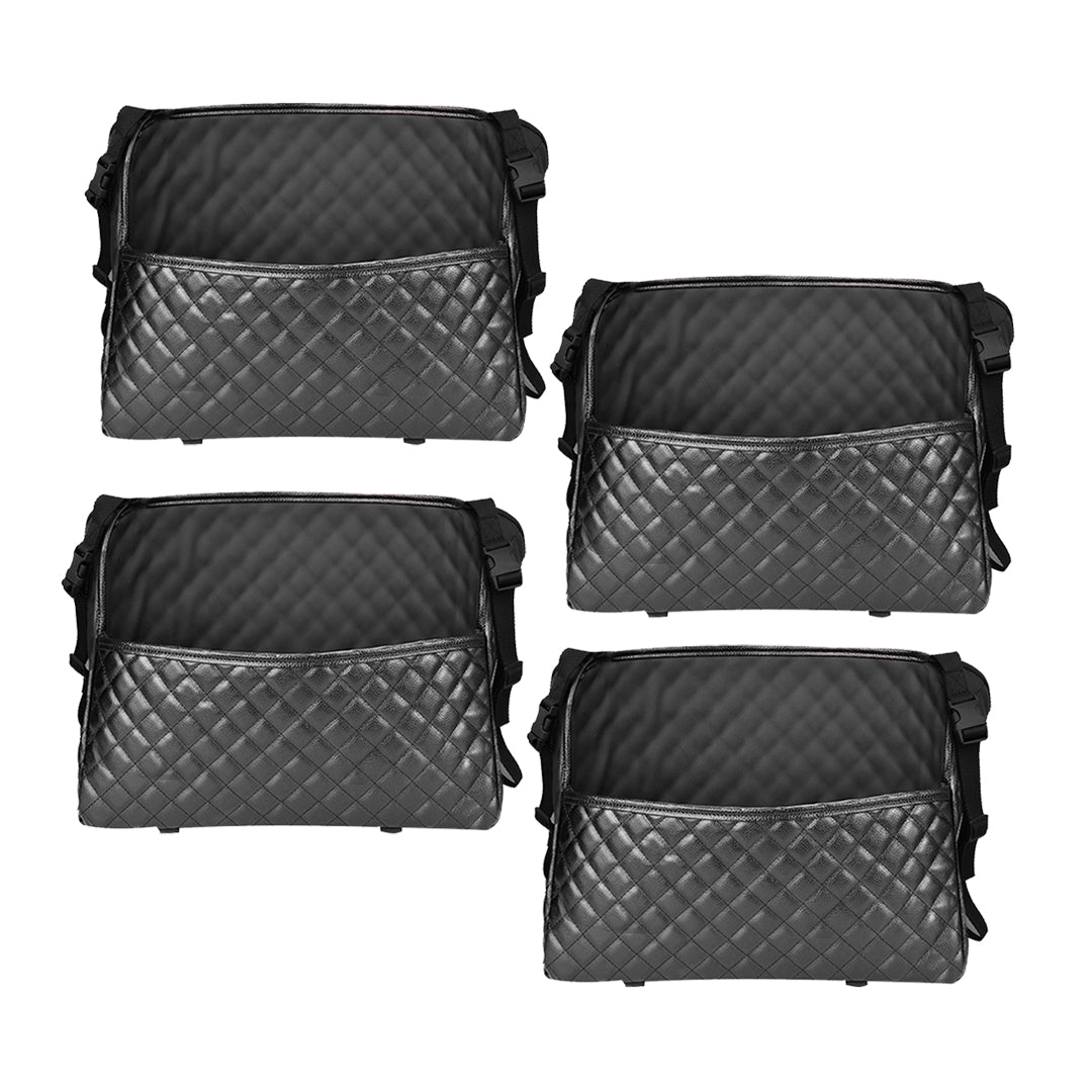 SOGA 4X Black Leather Car Storage Portable Hanging Organizer Backseat Multi-Purpose Interior Accessories Bag - Cafe Supply