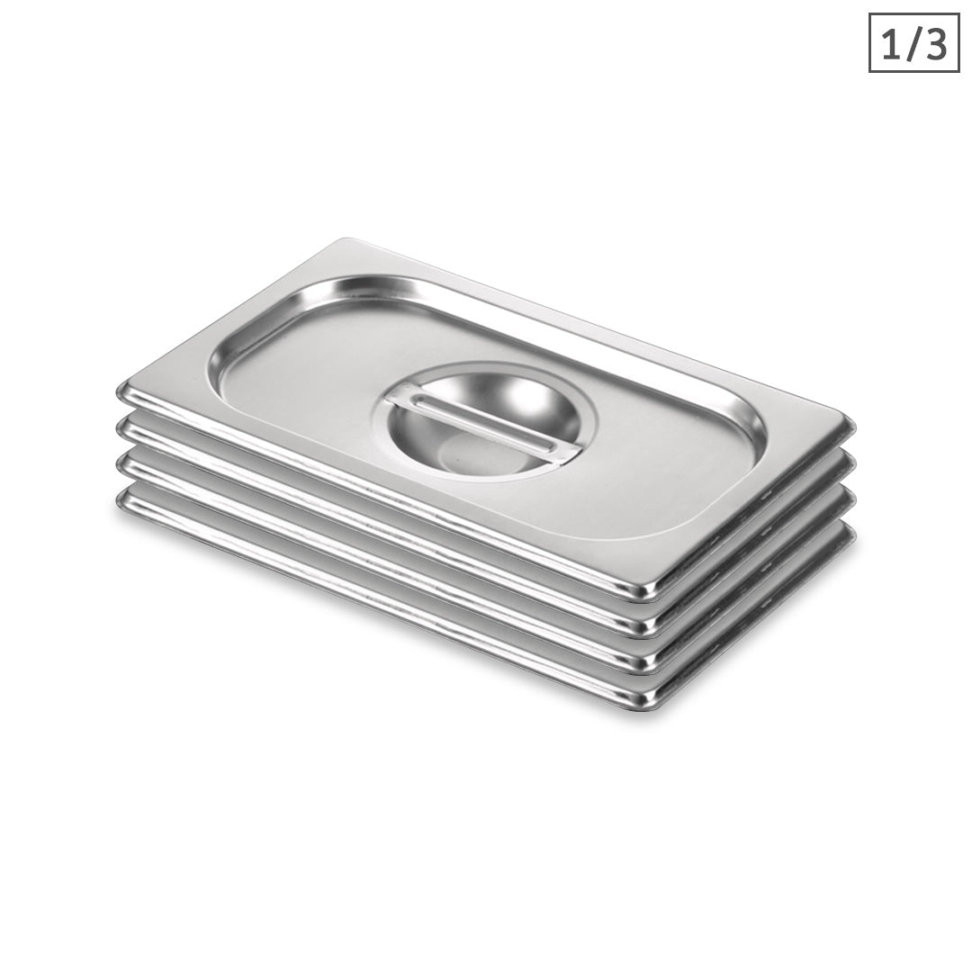 SOGA 4X Gastronorm GN Pan Lid Full Size 1/3 Stainless Steel Tray Top Cover - Cafe Supply