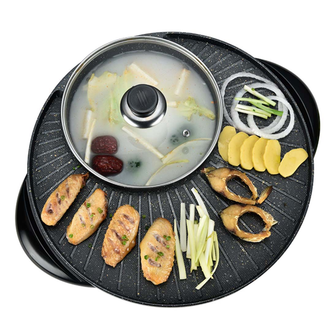SOGA 2 in 1 Electric Stone Coated Teppanyaki Grill Plate Steamboat Hotpot 3-5 Person - Cafe Supply