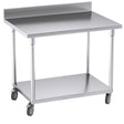 SOGA 100cm Commercial Catering Kitchen Stainless Steel Prep Work Bench Table with Backsplash and Caster Wheels - Cafe Supply