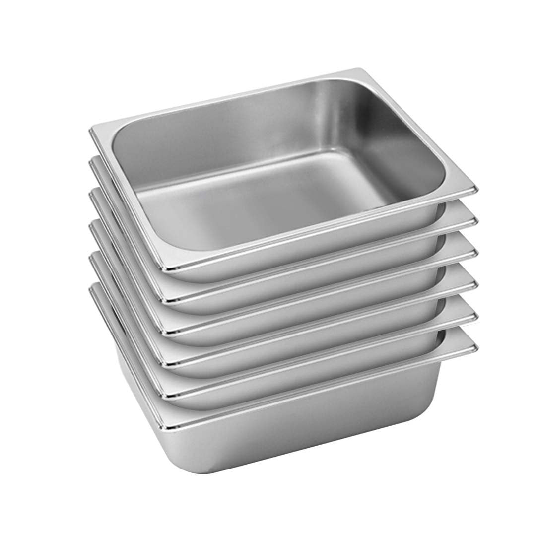 SOGA 6X Gastronorm GN Pan Full Size 1/2 GN Pan 10cm Deep Stainless Steel Tray - Cafe Supply