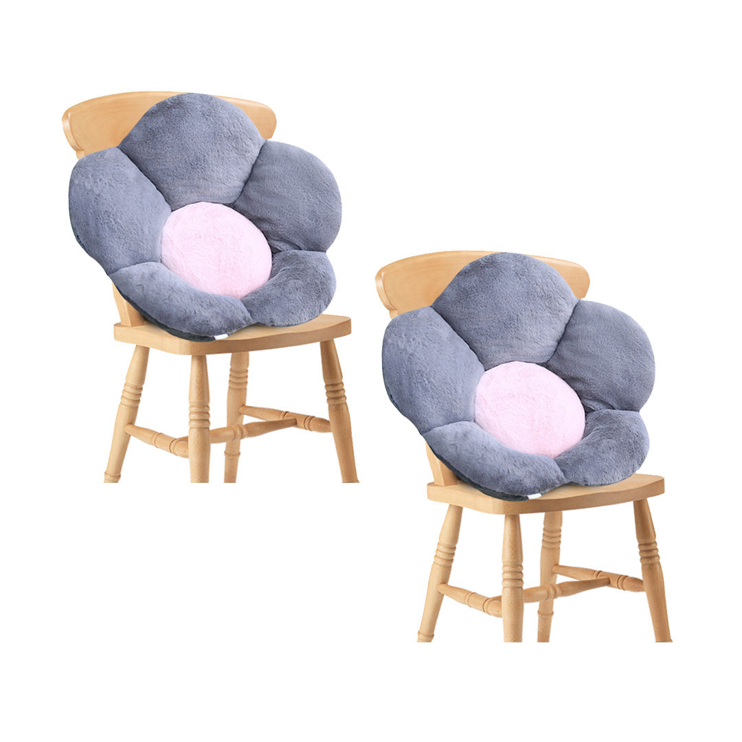 SOGA 2X Dark Gray Whimsical Big Flower Shape Cushion Soft Leaning Bedside Pad Floor Plush Pillow Home Decor - Cafe Supply