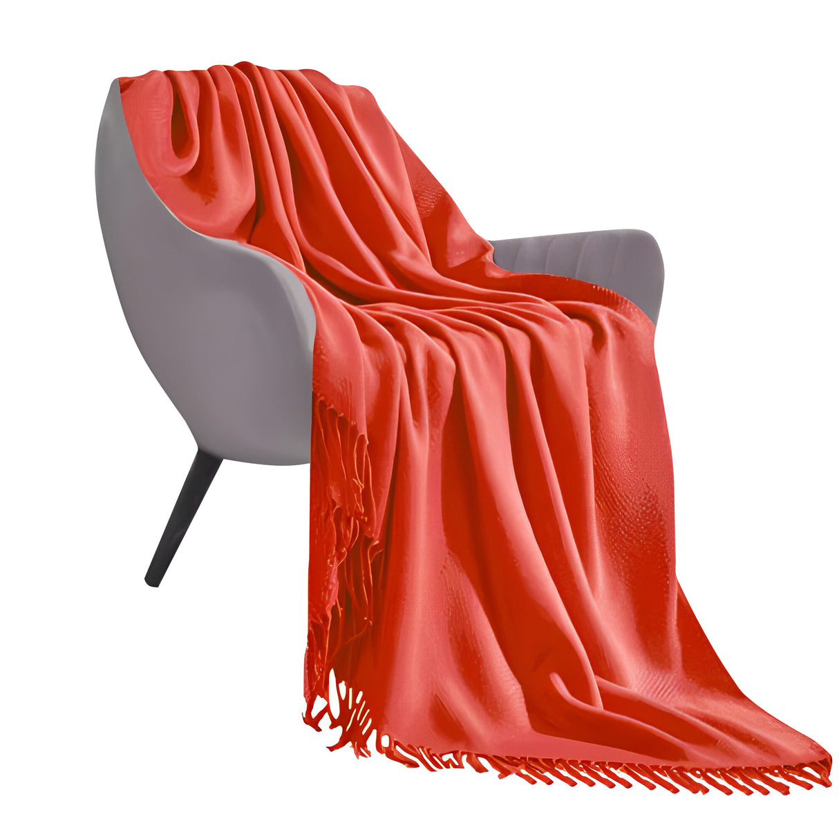 SOGA Orange Acrylic Knitted Throw Blanket Solid Fringed Warm Cozy Woven Cover Couch Bed Sofa Home Decor - Cafe Supply