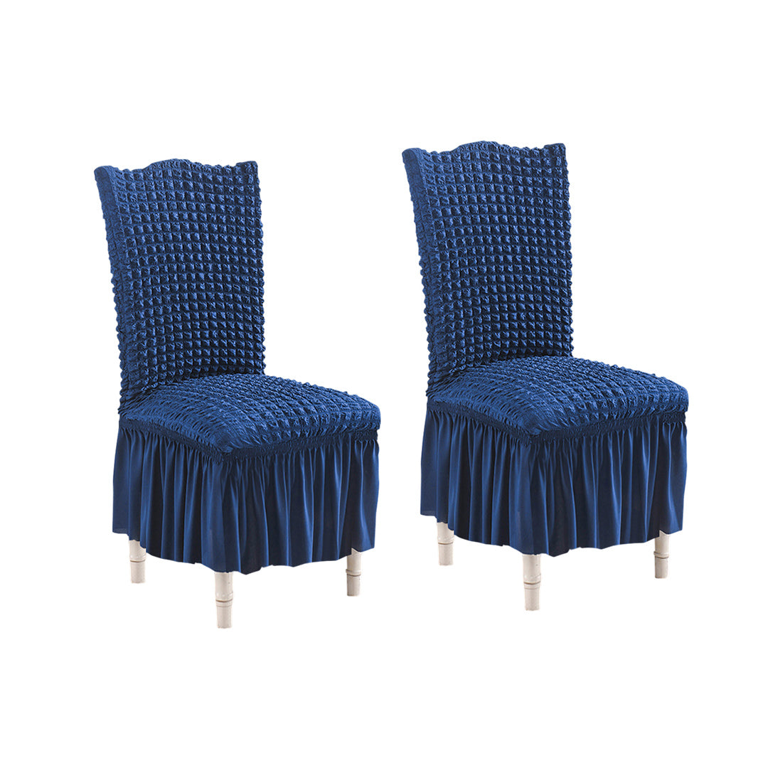 SOGA 2X Blue Chair Cover Seat Protector with Ruffle Skirt Stretch Slipcover Wedding Party Home Decor - Cafe Supply