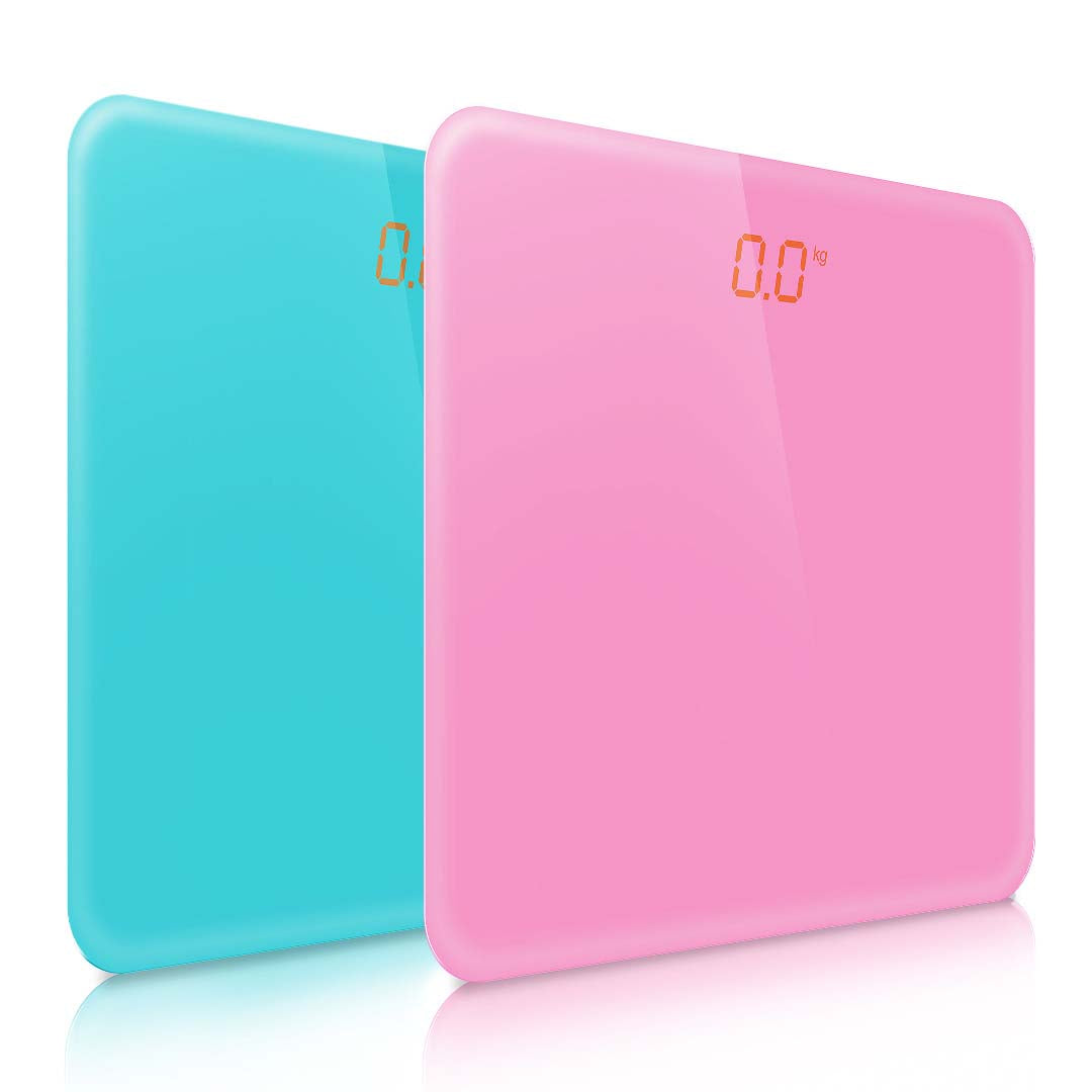 SOGA 2X 180kg Digital Fitness Weight Bathroom Gym Body Glass LCD Electronic Scales Pink/Blue - Cafe Supply