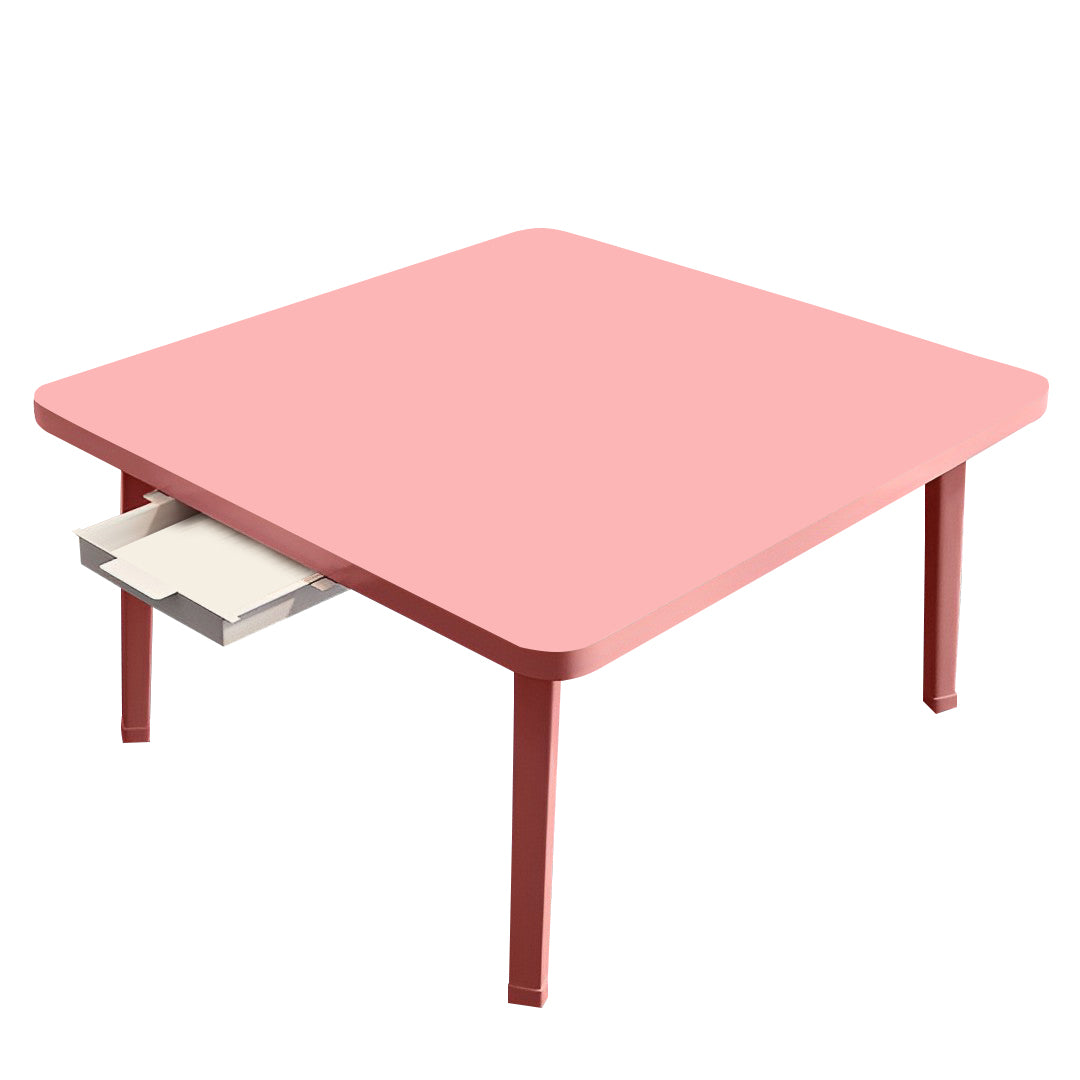 SOGA Pink Portable Floor Table Small Square Space-Saving Mini Desk Home Decor - Cafe Supply