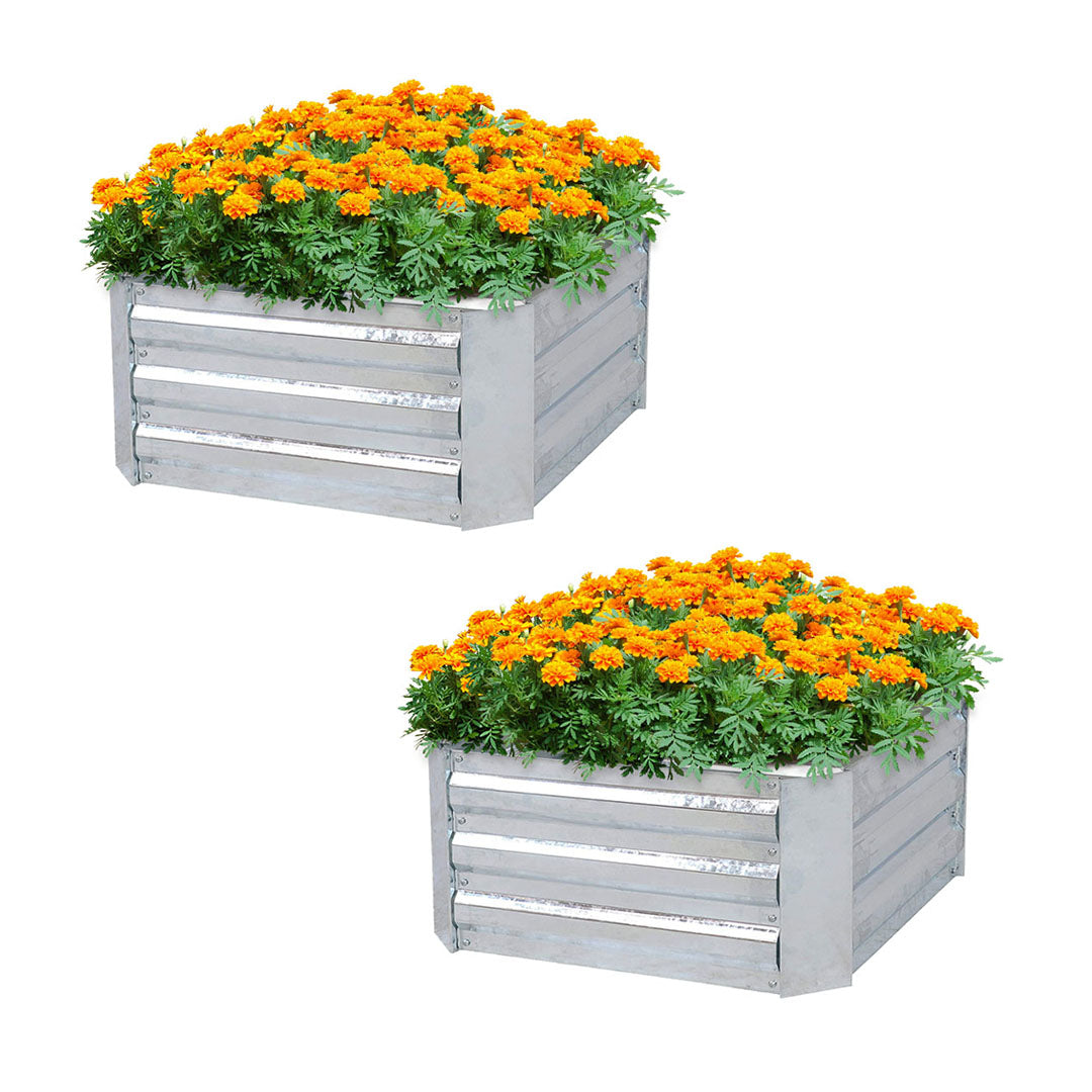 SOGA 2X 100cm Square Galvanised Raised Garden Bed Vegetable Herb Flower Outdoor Planter Box - Cafe Supply
