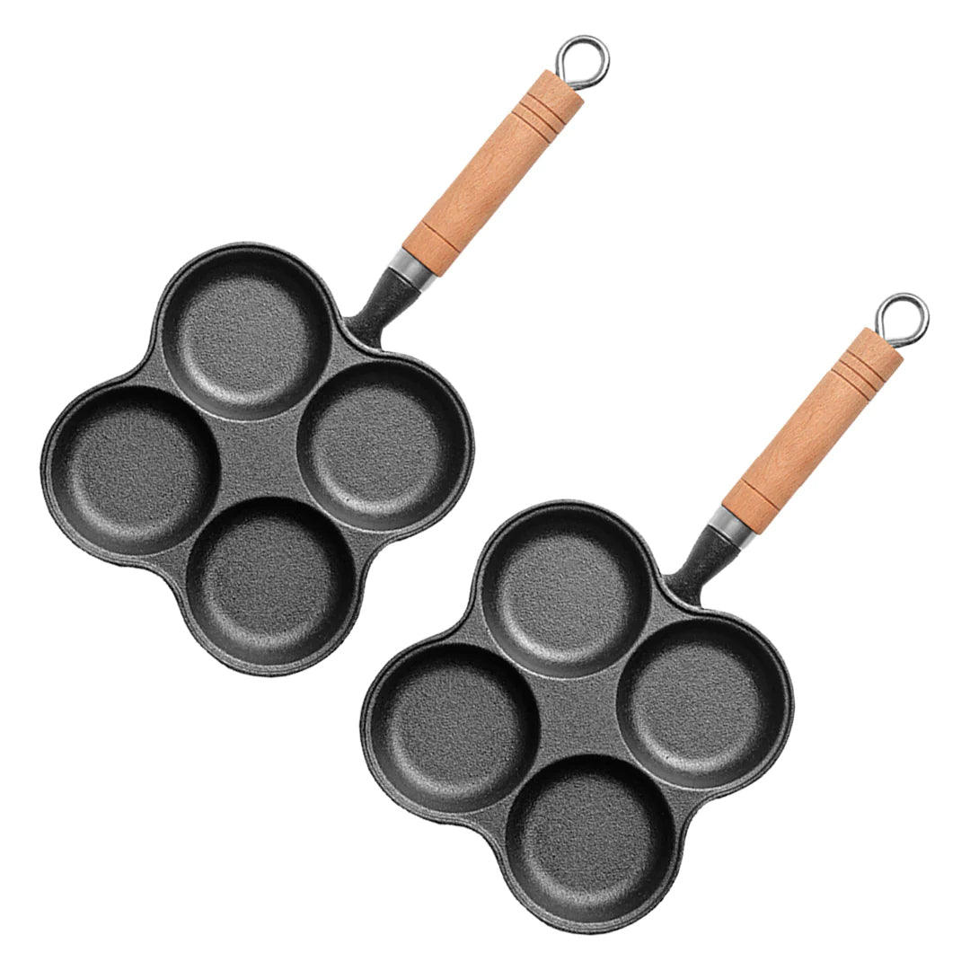 SOGA 2X 4 Mold Multi-Portion Cast Iron Breakfast Fried Egg Pancake Omelet Fry Pan - Cafe Supply