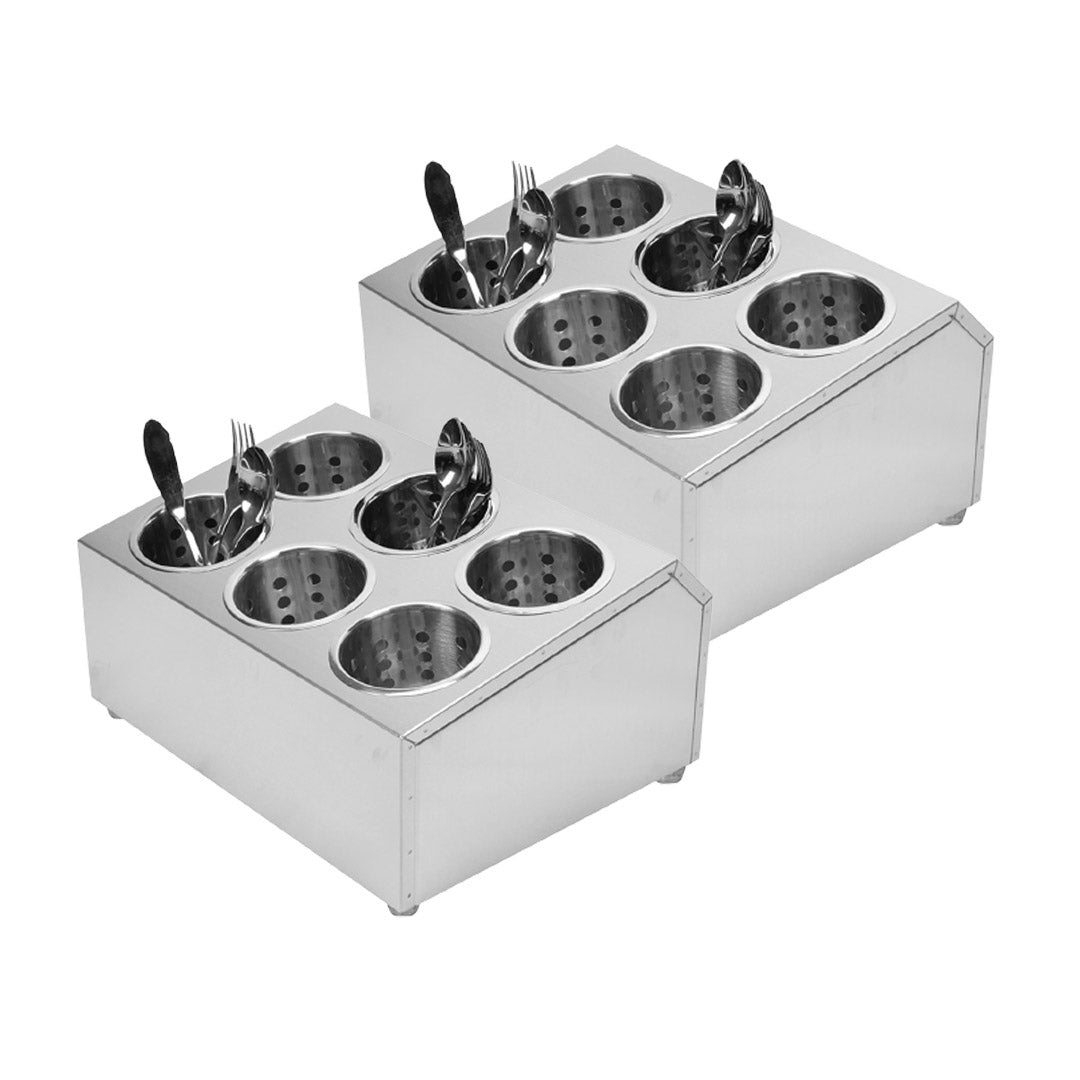 SOGA 2X 18/10 Stainless Steel Commercial Conical Utensils Cutlery Holder with 6 Holes - Cafe Supply
