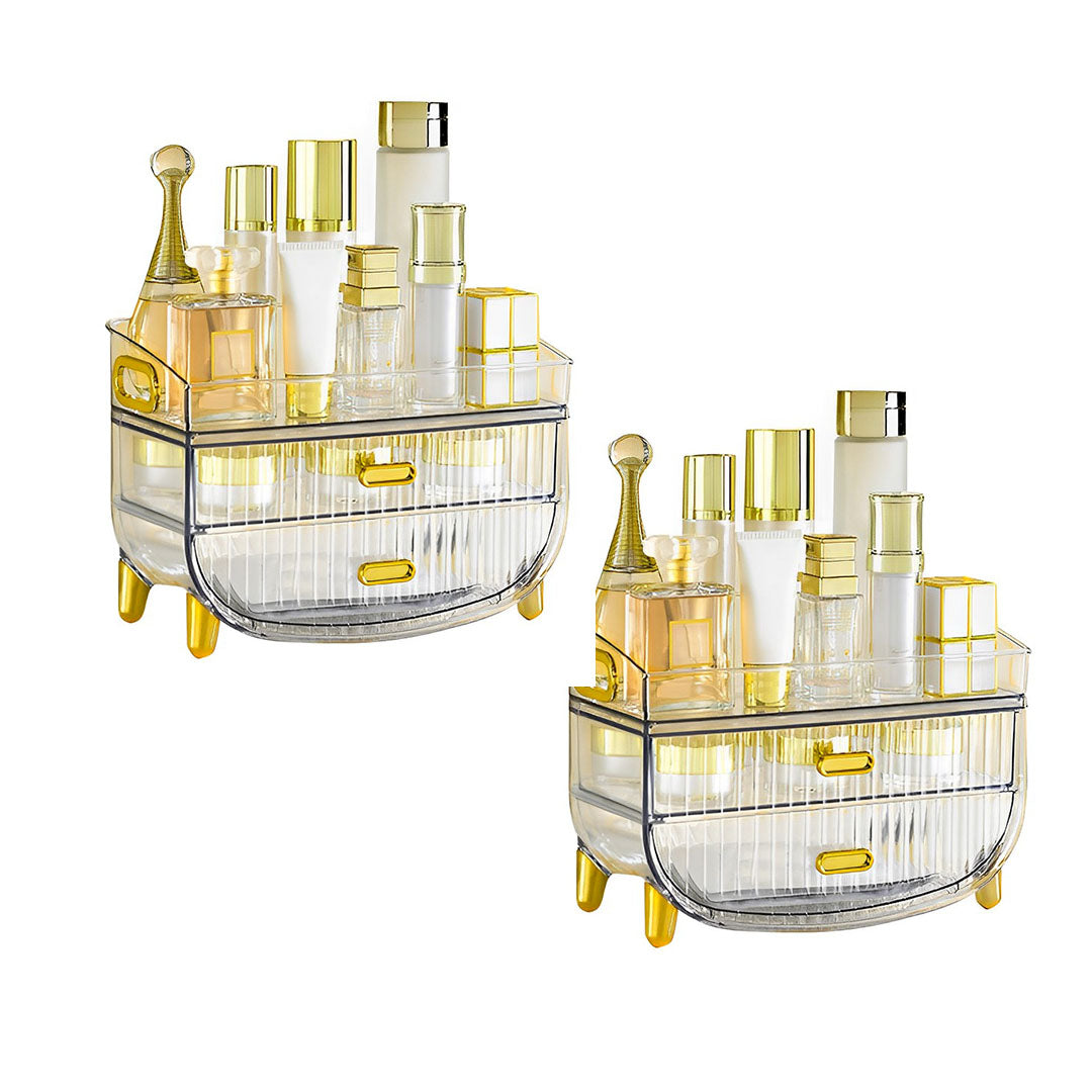 SOGA 2X 3 Tier Transparent Multifunctional Countertop Cosmetic Storage Makeup Skincare Holder Jewelry Cabinet Bathroom Desk Drawer Vanity Organiser - Cafe Supply