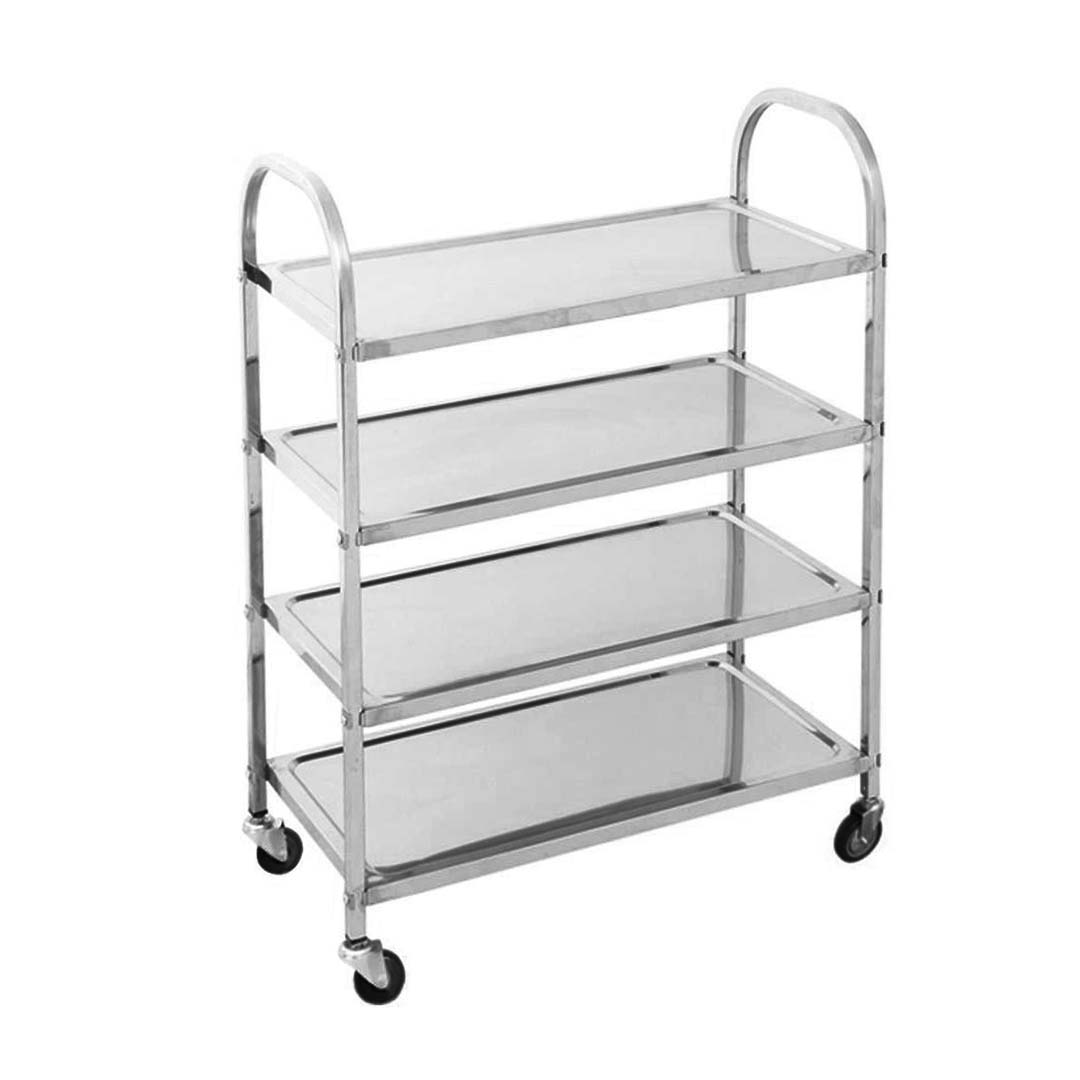 SOGA 4 Tier 950x500x1220 Stainless Steel Kitchen Dining Food Cart Trolley Utility - Cafe Supply