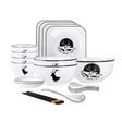 SOGA White Antler Printed Ceramic Dinnerware Set Crockery Soup Bowl Plate Server Kitchen Home Decor Set of 13 - Cafe Supply
