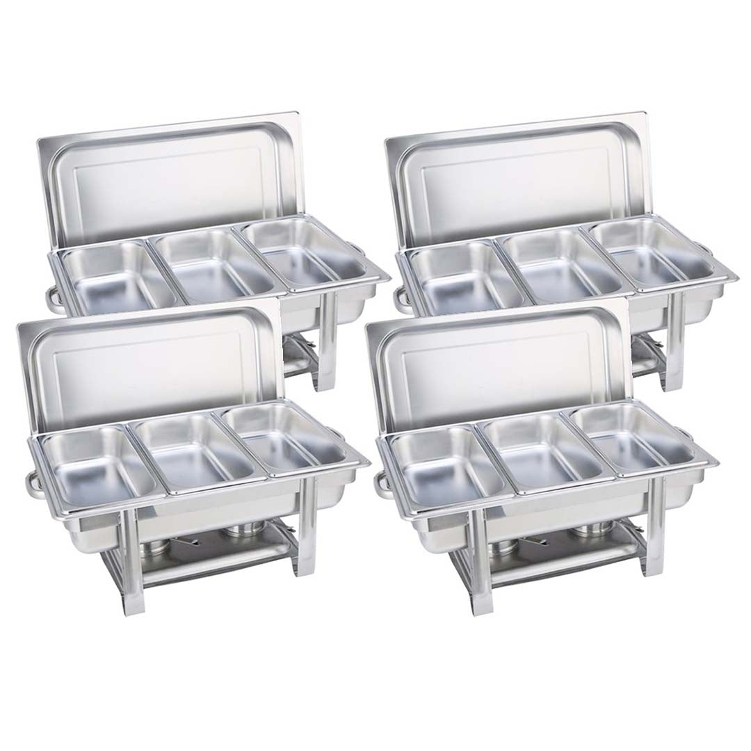 SOGA 4X Stainless Steel Chafing Triple Tray Catering Dish Food Warmer - Cafe Supply