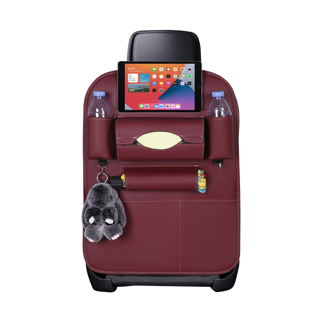 SOGA PVC Leather Car Back Seat Storage Bag Multi-Pocket Organizer Backseat and iPad Mini Holder Red - Cafe Supply