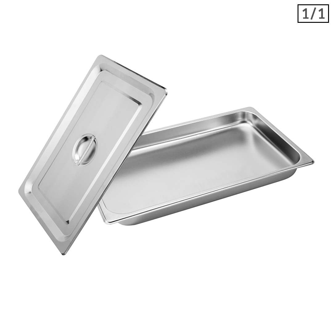 SOGA Gastronorm GN Pan Full Size 1/1 GN Pan 4cm Deep Stainless Steel Tray With Lid - Cafe Supply