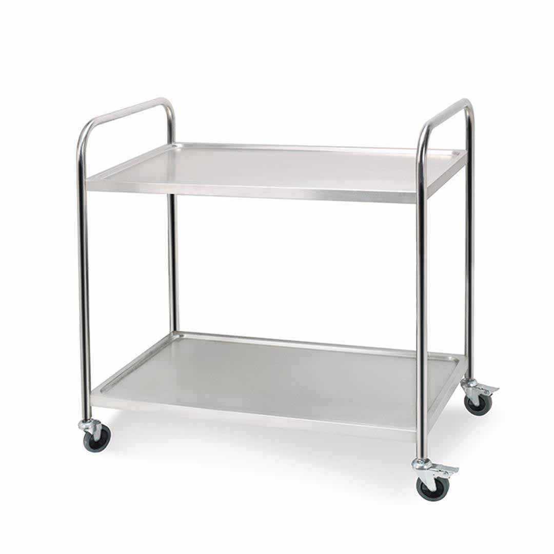 SOGA 2 Tier 86x54x94cm Stainless Steel Kitchen Dinning Food Cart Trolley Utility Round Large - Cafe Supply