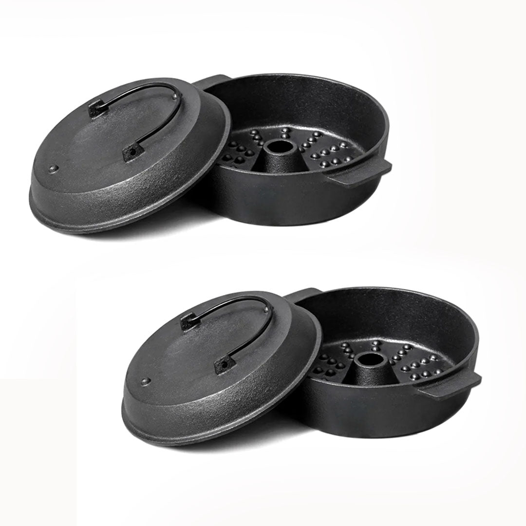 SOGA 2X 28cm Cast Iron Dutch Oven Pre-Seasoned Camping Stew Pot with Lid - Cafe Supply