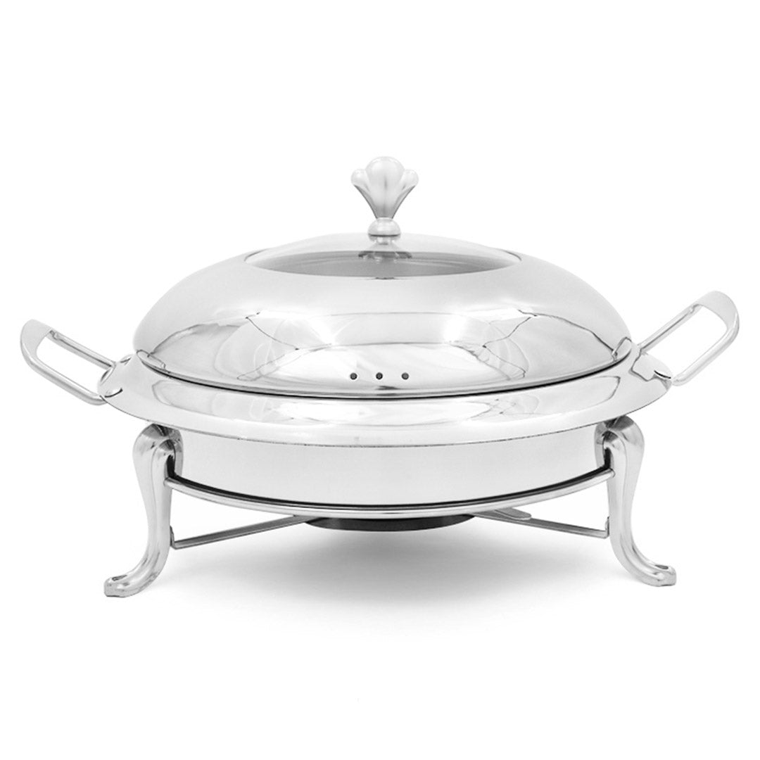 SOGA Stainless Steel Round Buffet Chafing Dish Cater Food Warmer Chafer with Glass Top Lid - Cafe Supply