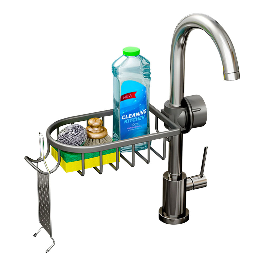 SOGA Dark Grey Single Kitchen Sink Organiser Faucet Soap Sponge Caddy Rack Storage Drainer - Cafe Supply