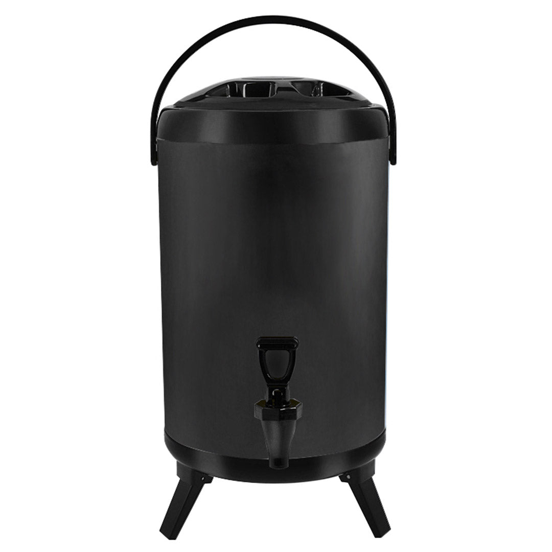 SOGA 16L Stainless Steel Insulated Milk Tea Barrel Hot and Cold Beverage Dispenser Container with Faucet Black - Cafe Supply