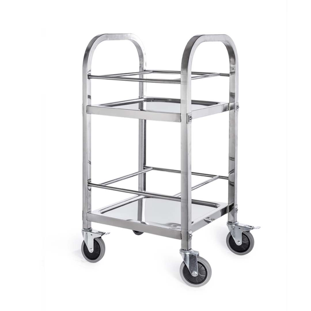 SOGA 2 Tier 500x500x950 Stainless Steel Square Tube Drink Wine Food Utility Cart - Cafe Supply