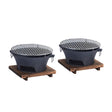 SOGA 2X Medium Cast Iron Round Stove Charcoal Table Net Grill Japanese Style BBQ Picnic Camping with Wooden Board - Cafe Supply