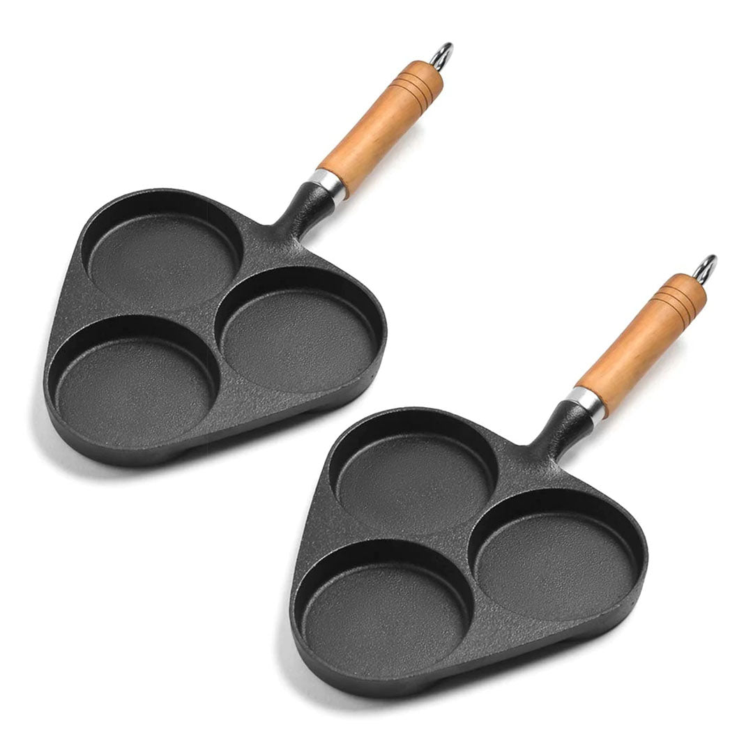 SOGA 2X 3 Mold Cast Iron Breakfast Fried Egg Pancake Omelette Fry Pan - Cafe Supply