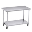 SOGA 120cm Commercial Catering Kitchen Stainless Steel Prep Work Bench Table with Wheels - Cafe Supply