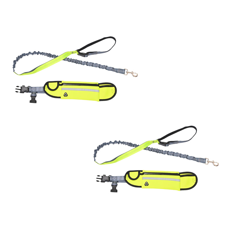 SOGA 2X Yellow Adjustable Hands-Free Pet Leash Bag Dog Lead Walking Running Jogging Pet Essentials - Cafe Supply