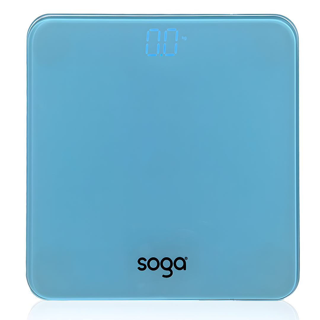 SOGA 180kg Digital Fitness Weight Bathroom Gym Body Glass LCD Electronic Scales Blue - Cafe Supply