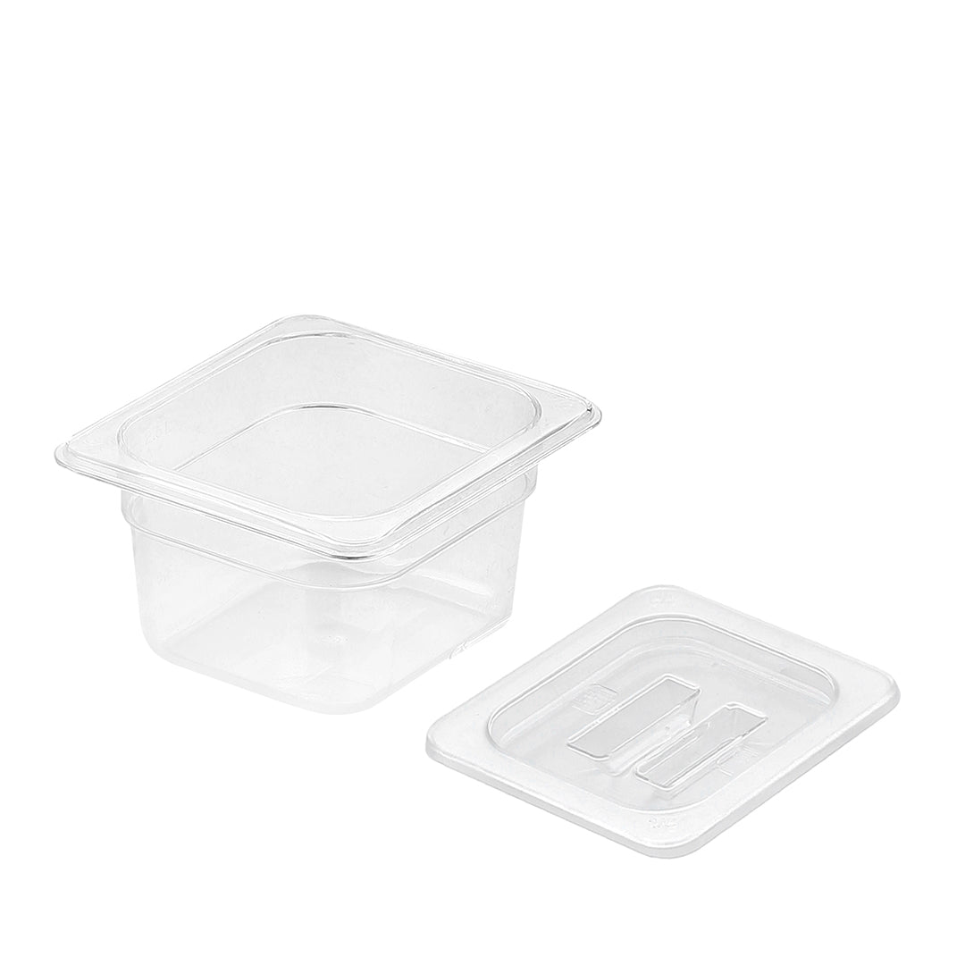 SOGA 100mm Clear Gastronorm GN Pan 1/6 Food Tray Storage with Lid - Cafe Supply