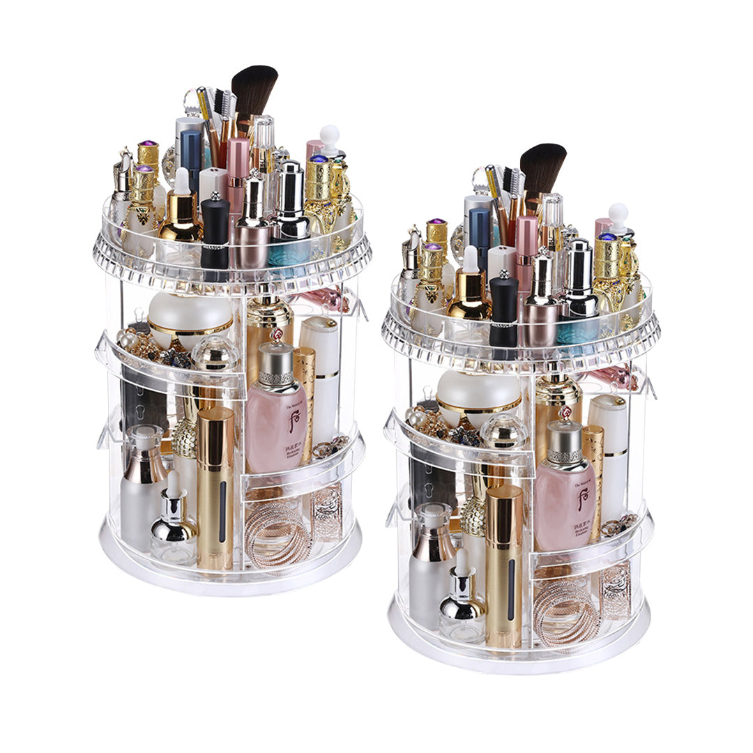 SOGA 2X 360 Degree Rotating Makeup Organiser Cosmetics Holder Display Stand Skincare Home Decor - Cafe Supply
