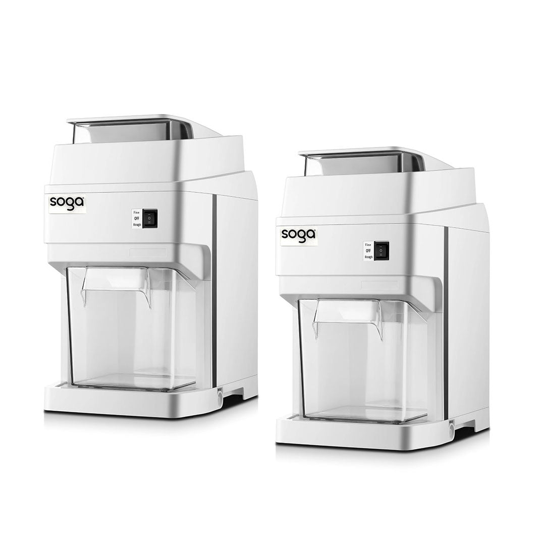 SOGA 2X 300 Watts Electric Ice Shaver Crusher Slicer Snow Cone Maker Commercial Tabletop Machine 120kgs/h White - Cafe Supply