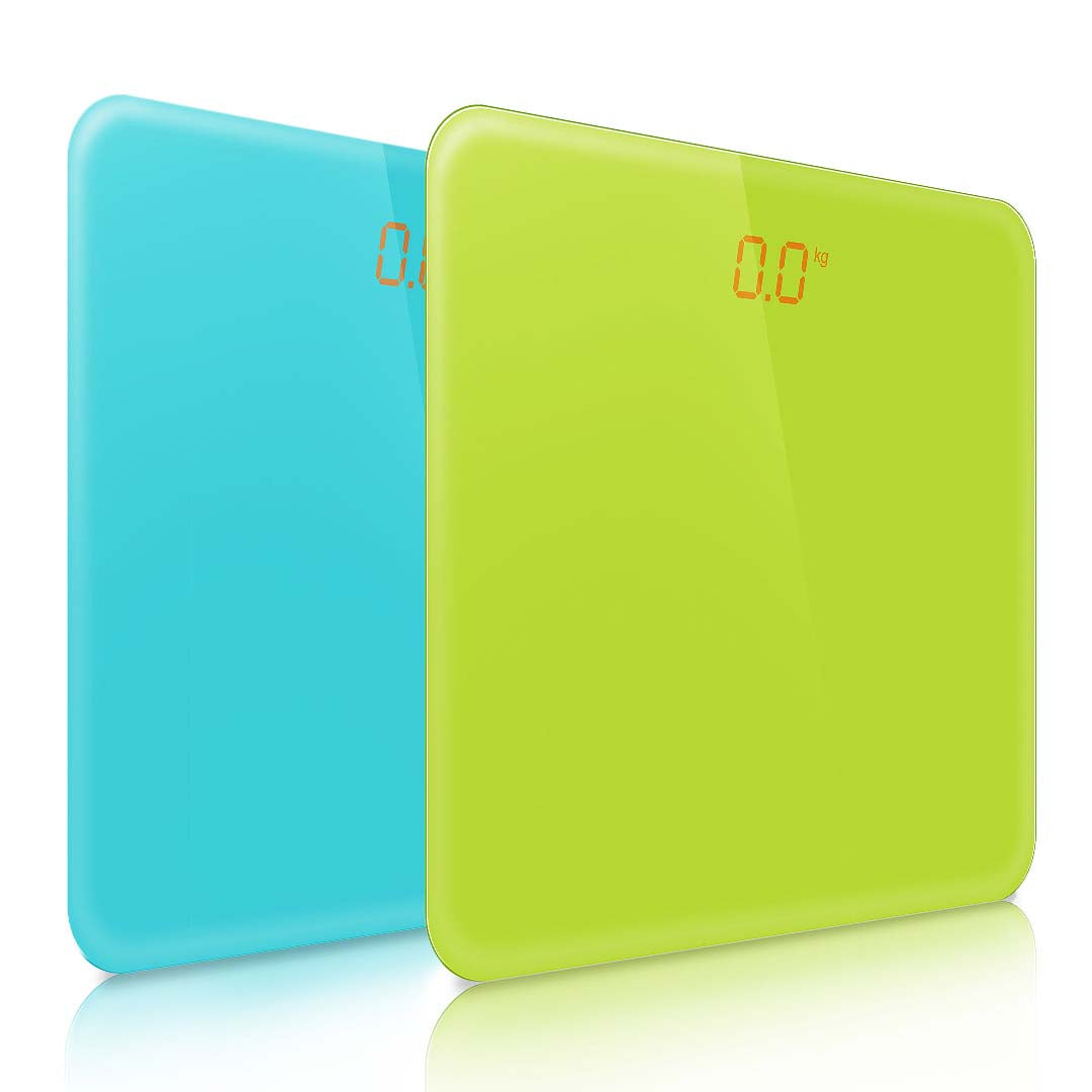 SOGA 2X 180kg Digital Fitness Weight Bathroom Gym Body Glass LCD Electronic Scales Green/Blue - Cafe Supply