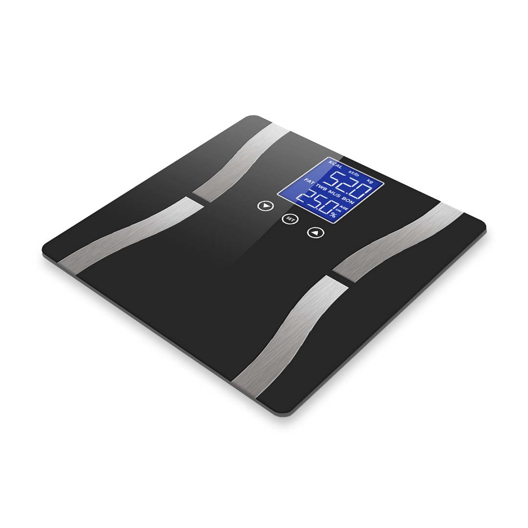 SOGA 2X Glass LCD Digital Body Fat Scale Bathroom Electronic Gym Water Weighing Scales Black/White - Cafe Supply