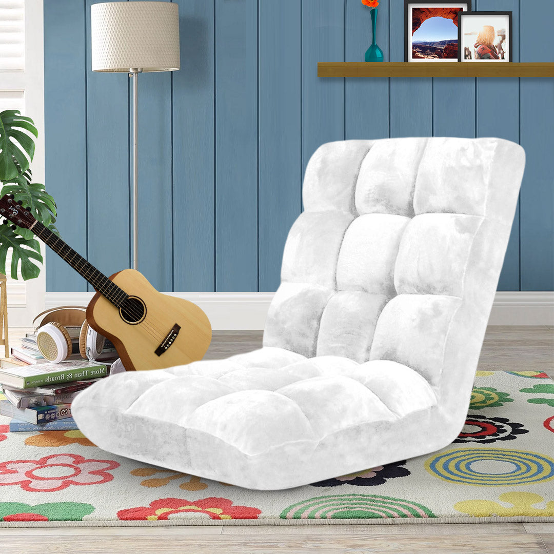 SOGA Floor Recliner Folding Lounge Sofa Futon Couch Folding Chair Cushion White - Cafe Supply