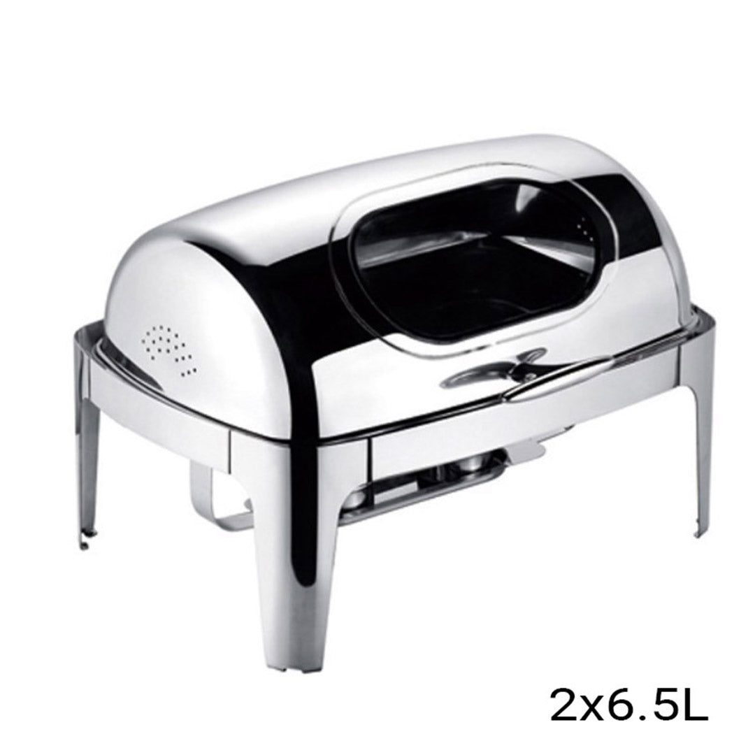 SOGA 4X 6.5L Stainless Steel Double Soup Tureen Bowl Station Roll Top Buffet Chafing Dish Catering Chafer Food Warmer Server - Cafe Supply