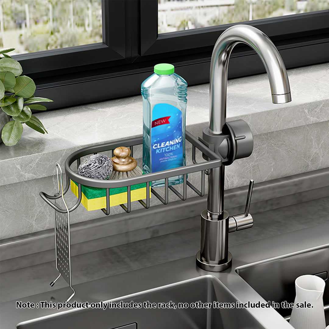 SOGA Dark Grey Single Kitchen Sink Organiser Faucet Soap Sponge Caddy Rack Storage Drainer - Cafe Supply