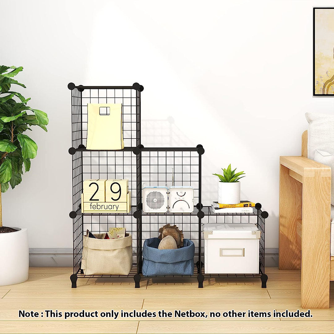 SOGA 2X Black Portable 6-Cube 3 Column Storage Organiser Foldable DIY Modular Grid Space Saving Shelf - Cafe Supply