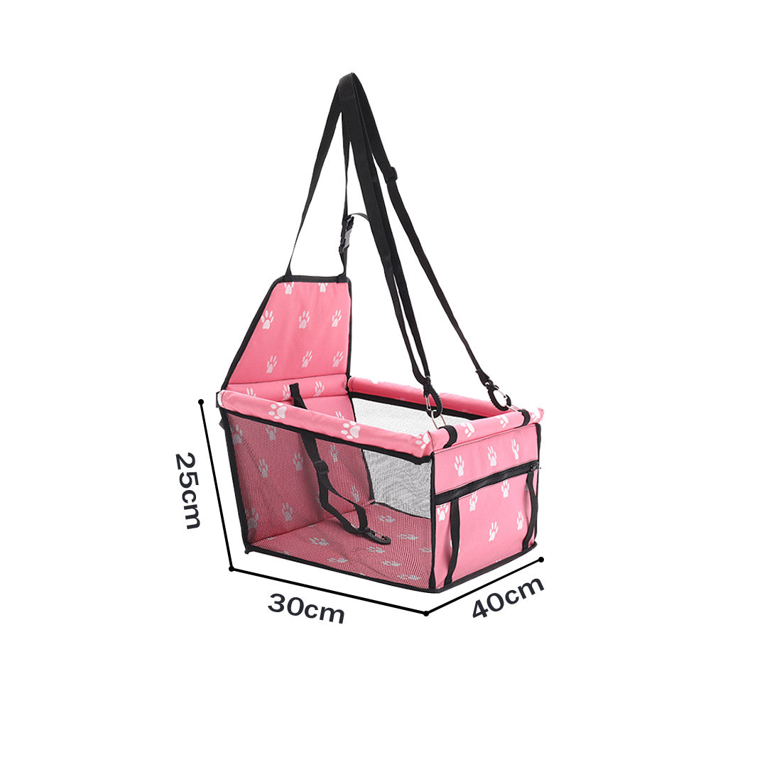 SOGA Waterproof Pet Booster Car Seat Breathable Mesh Safety Travel Portable Dog Carrier Bag Pink - Cafe Supply